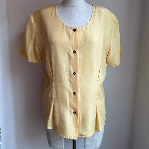 Express 100% Silk Button Front Blouse Butter Yellow XS - Picture 1 of 8